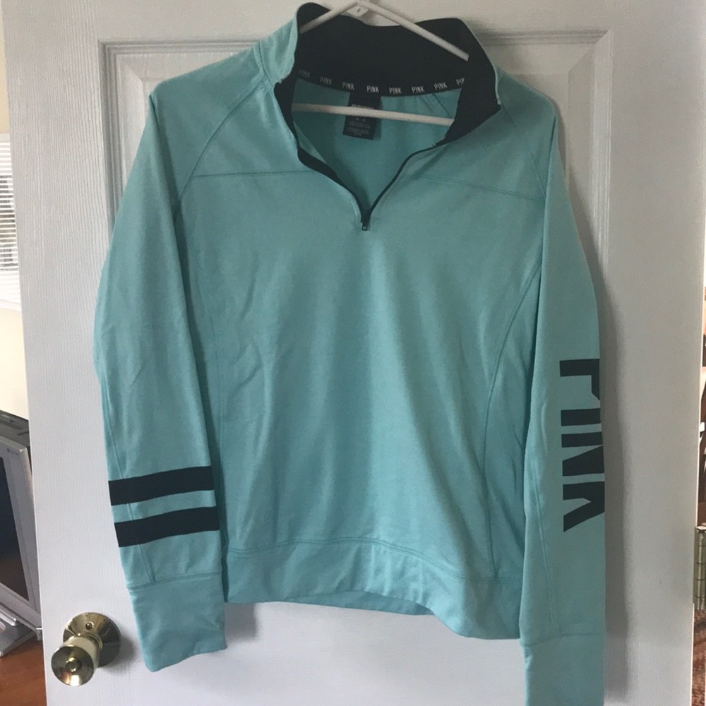 PINK half-zip sweatshirt in aqua with black detail